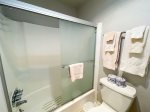 Mammoth Rental Chamonix A12- Bathroom Sink and Shower Area